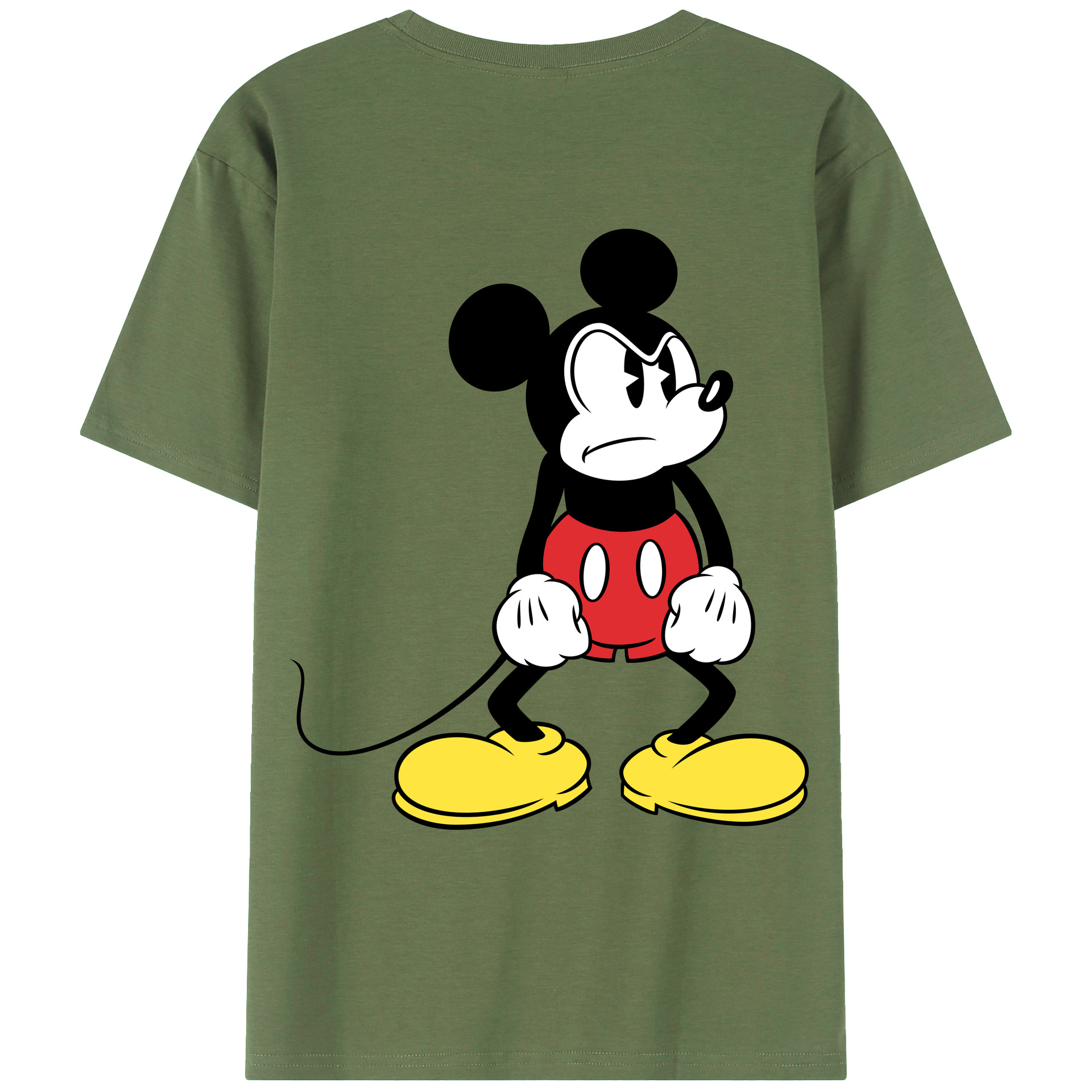 ミッキーマウス Mickey Mouse 綿100％ メンズ半袖Tシャツ（バックプリント） 通気性